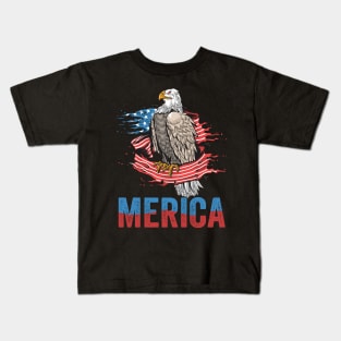 Merica Bald Eagle Independence Day Gift Kids T-Shirt